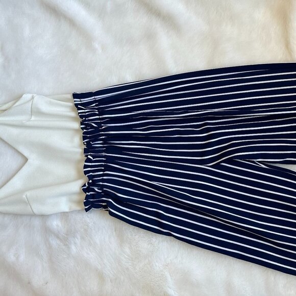 White & Navy Stripped Woman's Jumpsuit Size S - Picture 4 of 4
